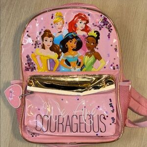 Disney Princess “ We are Courageous” Pink and Gold Backpack